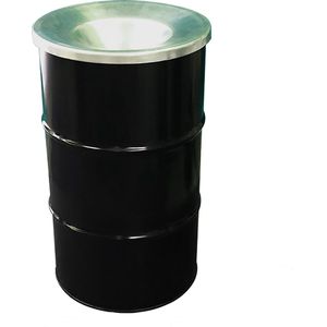 BinBin prullenbak 120 liter zwart met vlamvertragend deksel - Olievatprullenbak