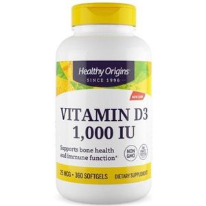 Vitamine D3 1000 IU (360 gelcapsules) - Healthy Origins