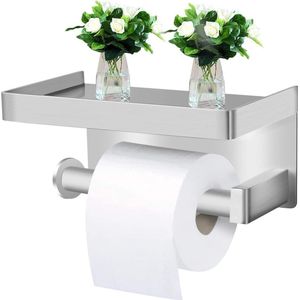 Toiletpapierhouder met legplank zelfklevend roestvrij staal SUS304 - voor keuken en badkamer
