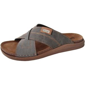 Fischer Pantoffels - Grijs - Nappalino-Leder - Hoog Comfort