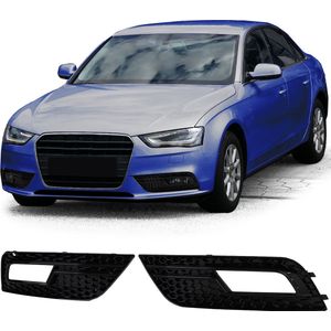 Honingraat Grill Afdekkap Voor Standaard Bumper Audi A4 B8 2011 t/m 2015 Mistlampen Glans Zwart