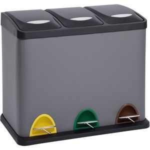 SVITA - TC3X8 - Pedaalemmer - Grijs - 24 Liter - Afvalscheiding