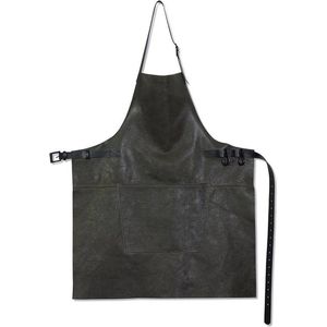 Dutchdeluxes Schort leder vintage grijs-zwart bbq style