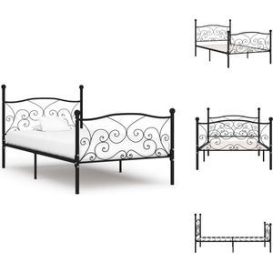 vidaXL Metalen Bedframe - Zwarte - 211 x 109 x 105 cm - Geschikt voor 100 x 200 cm Matras - Stevige Constructie - Eenvoudige Montage - Bed