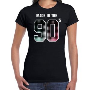Nineties feest t-shirt / shirt made in the 90s - zwart - voor dames - dance kleding / 90s feest shirts / verjaardags shirts / outfit L