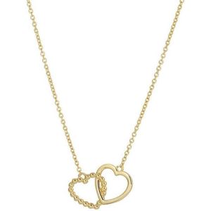 YO&NO - Ketting - Goud - Anker -  Hartjes -  1,1 mm -  40 - 42 - 44 cm - Sieraden vrouw - 14k - 585 goud