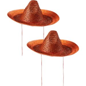 4x stuks oranje carnaval verkleed sombrero hoed 48 cm - Mexicaanse hoeden