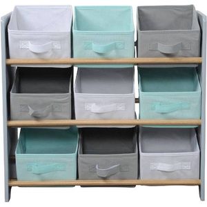 KESPER Speelgoedopberger met textielbakken, grijs met lama's