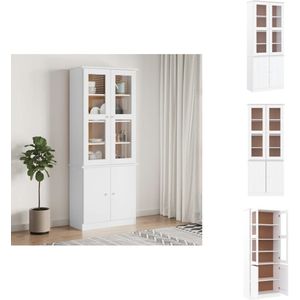 vidaXL Vitrinekast - Vitrinekasten - Vitrine - Display Kast - Vitrinekast ALTA 77x35x186,5 cm massief grenenhout wit
