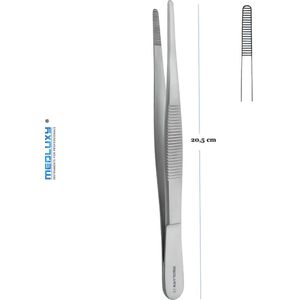 Medluxy - Pincet Anatomische - 20.5 cm - Verpleegkunde - EHBO - Hecht Pincet Prepareer Pincet Thumb Dressing Forcep - Pince Brucelles
