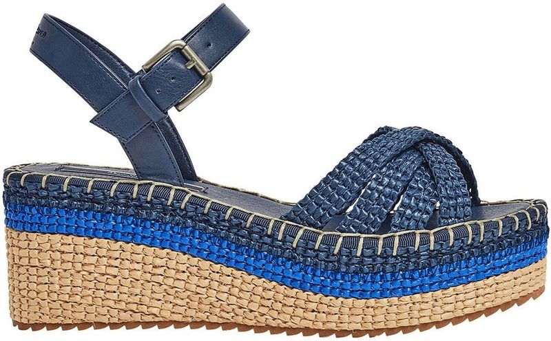 Pepe Jeans Vrouwen Witney kleuren wig sandaal, blauw (marine), 3 UK, Blauw marine, 3 UK