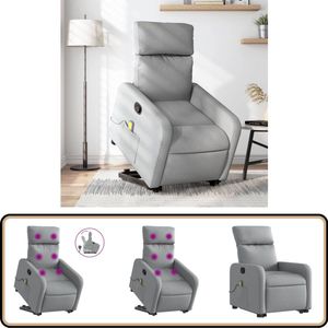vidaXL Sta-op-massagestoel - Verstelbaar - Lichtgrijs Sta-op Massagestoel - Massagerstoel - Elektrisch Verstelbare Stoel - Comfortstoeltje - Ergonomische Stoel