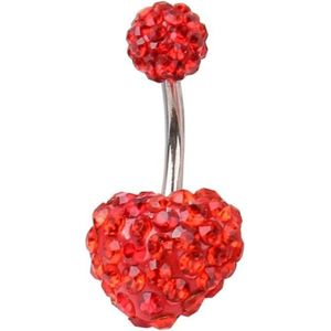 Fako Bijoux® - Navelpiercing - Disco Dots Duo - Hart - Rood