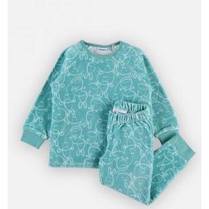 Noukie's - Pyjama - Velour - Unie - Groen - 4 jaar 104