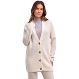 FALKE Selection Ribbed Long zacht warm wol functioneel materiaal cardigan dames wit - maat XS