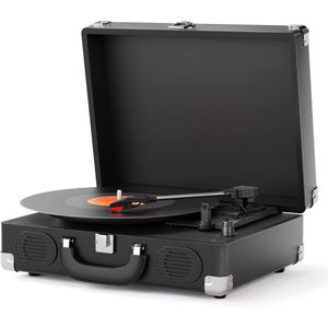 Vinyl LP - 3-snelheden - Bluetooth Vintage draaitafel - platenspeler met luidsprekers - RCA Line Out AUX - Zwart