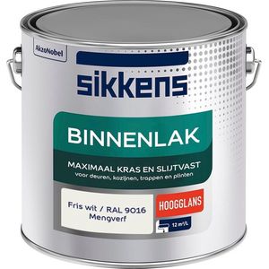 Sikkens Binnenlak - Verf - Hoogglans - Mengkleur - Fris wit / RAL 9016 - 2,5 liter
