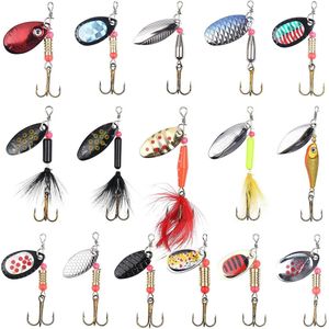 16 Stuks Kunstaasset Visaasset Gemengd Vissen Inclusief Spinners Jighaken Aas Pailletten Spinner Kunstaas Met Haak Levensechte Roterende Metalen. .