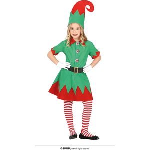 Kerst & Oud & Nieuw Kostuum | Santa Elf Inpakhulp | Meisje | 3 - 4 jaar | Kerst | Verkleedkleding