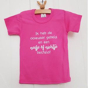 Shirt ik heb de ooievaar gebeld en een nichtje of neefje besteld | korte mouw | roze | maat 86 zwangerschap aankondiging bekendmaking baby