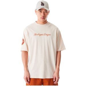 New Era Mlb Tartan Oversized La Dodgers T-shirt Met Korte Mouwen Beige M Man
