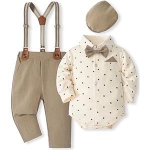 Jongens babypakje met vlinderdas en bretels - 4-delige outfit voor peuters