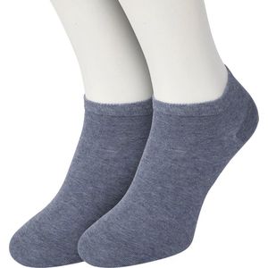 Bonnie Doon Sneakersokken Dames Jeans Blauw maat 36/42 - 2 paar - Basis Korte Sokken - Gladde Naden - Enkel Sokken - Uitstekend Draagcomfort - Enkelsokken - Sneaker Sokken - 2-pack - Multipack - Effen - Denim - Jeans Blue Heather - OL8110012.253