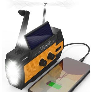 4000mAh NOAA Noodweerradio met Solar Opladen, Handcrank en Power Bank - Voor Buitenactiviteiten en Noodgevallen