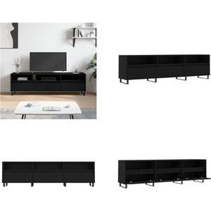 vidaXL Tv-meubel 150x30x44-5 cm bewerkt hout zwart - Tv-meubel - Tv-meubels - Tv-kast - Hifi-kast