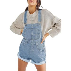 Casual denim overall shorts voor dames met verstelbare bandjes