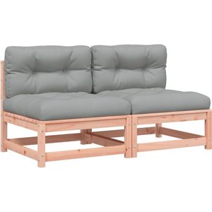vidaXL Tuinbank - Tuinbanken - Tuinmeubel - Loungestoel Tuin - Tuinbanken 2 st zonder armleuningen met kussens douglashout