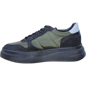 A Brand Footwear - Heren Sneakers - Echt Leer - Zwart/Groen - Maat 44