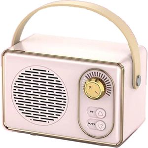 Hoogwaardige Retro Bluetooth speake - Bluetooth speaker - met Ultra Lange Batterijduur - Roze