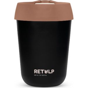 Retulp Travel Mug - Koffiebeker to go - 275 ml - Koffiemok - Black & Chocolate Brown