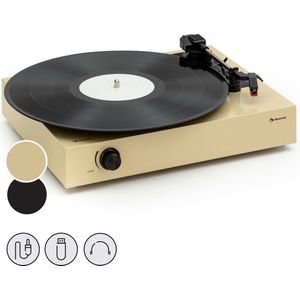 Auna Platenspeler met luidspreker - Doe-het-zelf platenspeler set - Retro - Moderne home audio platenspeler - Vinyl platenspeler - Licht taupe