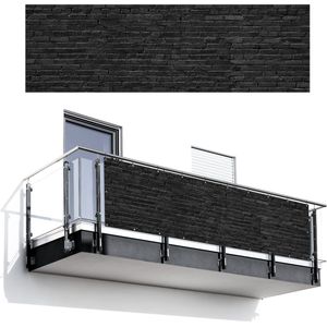 Balkonscherm 300x90 cm - Balkonposter Steenlook - Bakstenen - Grijs - Balkon scherm decoratie - Balkonschermen - Balkondoek zonnescherm