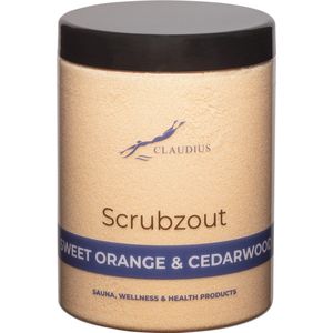 Scrubzout Sweet Orange & Cedarwood in handige pot - 1250 gram - met zwarte deksel - Hydraterende Lichaamsscrub