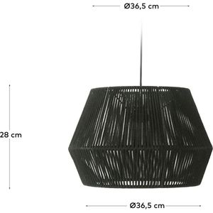 Kave Home - Cantia katoenen plafondlamp met zwarte afwerking Ø 36,5 cm