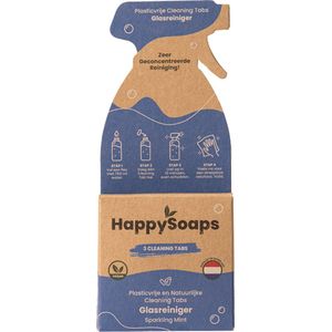HappySoaps Cleaning Tabs - Glasreiniger - Sparkling Mint - 100% Plasticvrij, Duurzaam & Vegan - met Natuurlijke Ingrediënten - 3 Tabs