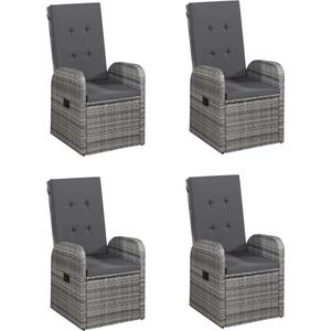 vidaXL 5-delige Tuinset Grijs - Stijlvol & Comfortabel Tuinstoel - Eetkamerset - Buitentafel - Lounge Set - Patio Meubels