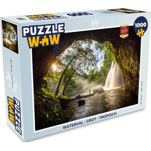 Puzzel Doorkijk Waterval Grot - Bomen - Buiten - Legpuzzel - Puzzel 1000 stukjes volwassenen