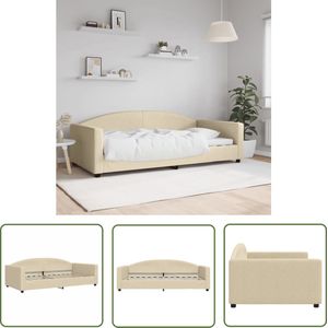 The Living Store Slaapbank 100x200 cm stof crèmekleurig - Slaapbank - Sofa Bed - Tweepersoonsbed - Daybed - Creme Kleurstelling