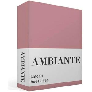 Ambiante Cotton Uni - Hoeslaken - Eenpersoons - 90x200 cm - Pink