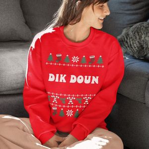 Groningen Kersttrui Rood Dik Doun Candy Cane - Maat XS - Uniseks Fit - Kerstkleding Voor Dames & Heren