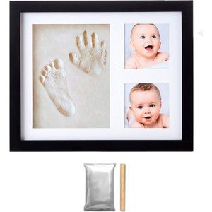 XYZ Goods Baby Fotolijst - met Klei Afdruk Voet en Hand ( Gipsafdruk baby ) - Kraamcadeau Jongen / Kraamcadeau Meisje - Babyshower - Kraampakket / Geboorte Cadeau - Baby Artikelen - Zwart