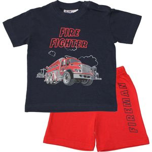 Fun2Wear - Brandweerman Shortama Baby | Dress Blues - Katoen - Maat 80