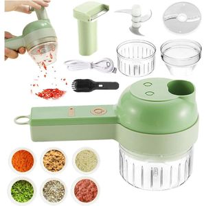 Elektrische Groentesnijder - 4-in-1 Draagbaar Hakken Malen Blender - USB-Oplaadbaar - Mini-Mesjes - Knoflook Ui Chilipeper groentensnijder electrisch