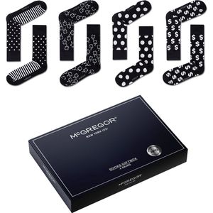 McGregor Sokken Heren | Maat 41-46 | Black&White Giftbox | Zwart Cadeau mannen/Sokken Giftbox