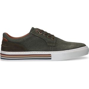 Manfield - Heren - Khaki canvas sneakers - Maat 45