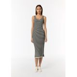 comma casual identity - Midi-jurk - Katoen - Streepmotief - Nauwsluitend Model